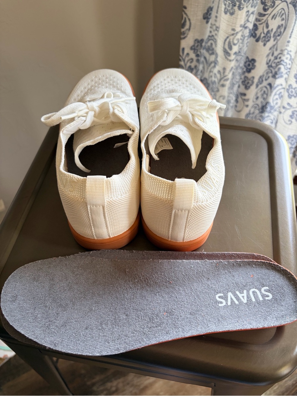 Suavs Unisex Ivory Knit Sneakers with Tan Sole - Picture 10 of 10